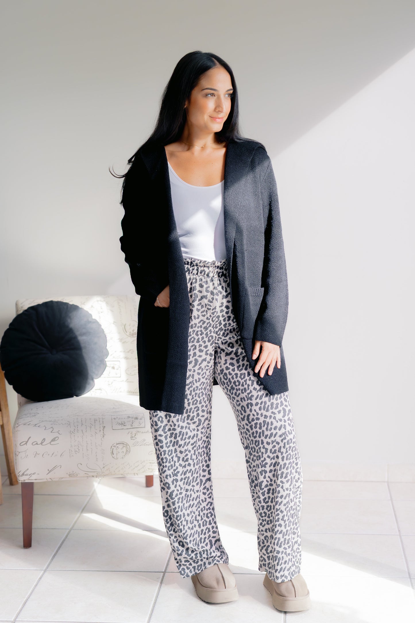 Zenana Obsidian Veil Hooded Sweater Cardigan