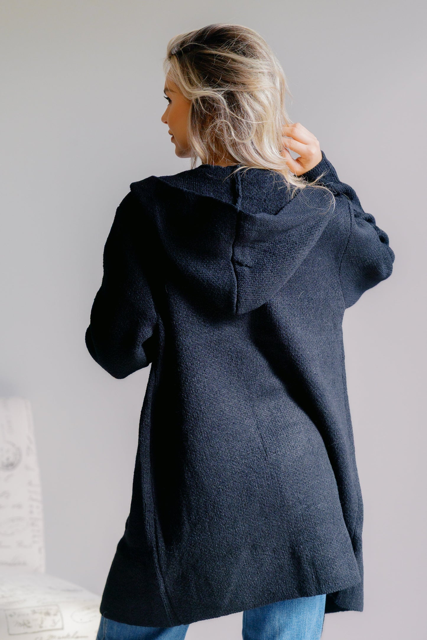 Zenana Obsidian Veil Hooded Sweater Cardigan