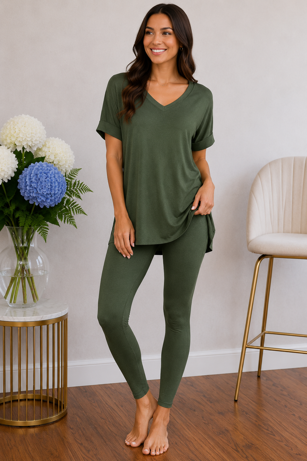 Zenana Olive You Always Lounge Set
