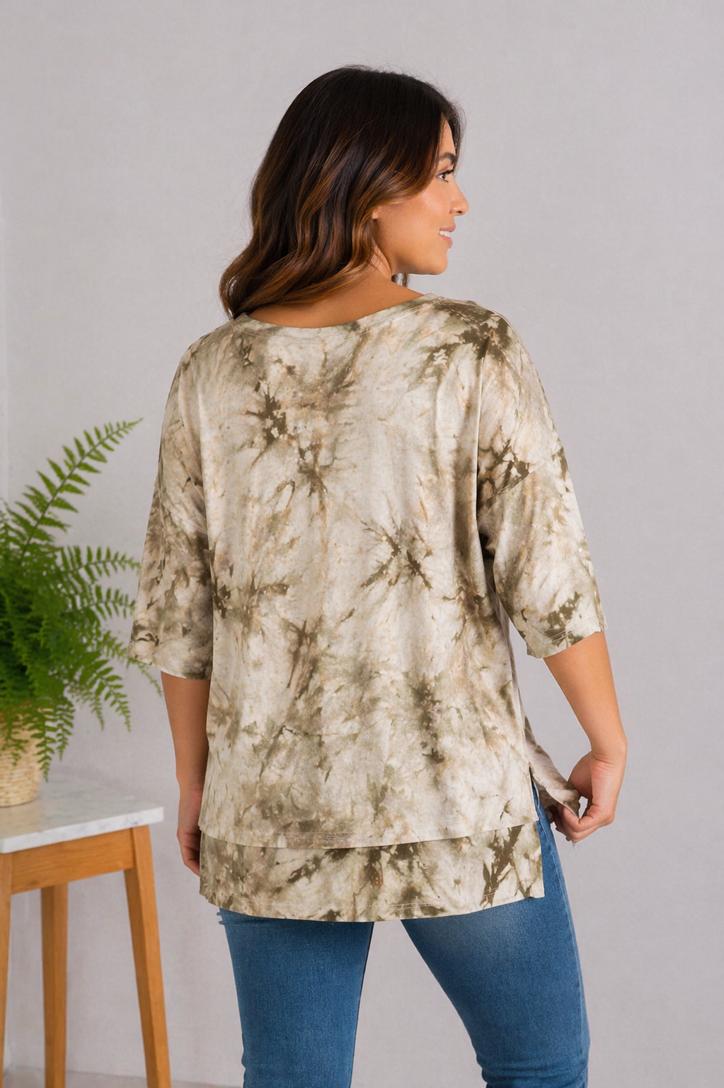 Zia Olive Crush Tie Dye Top