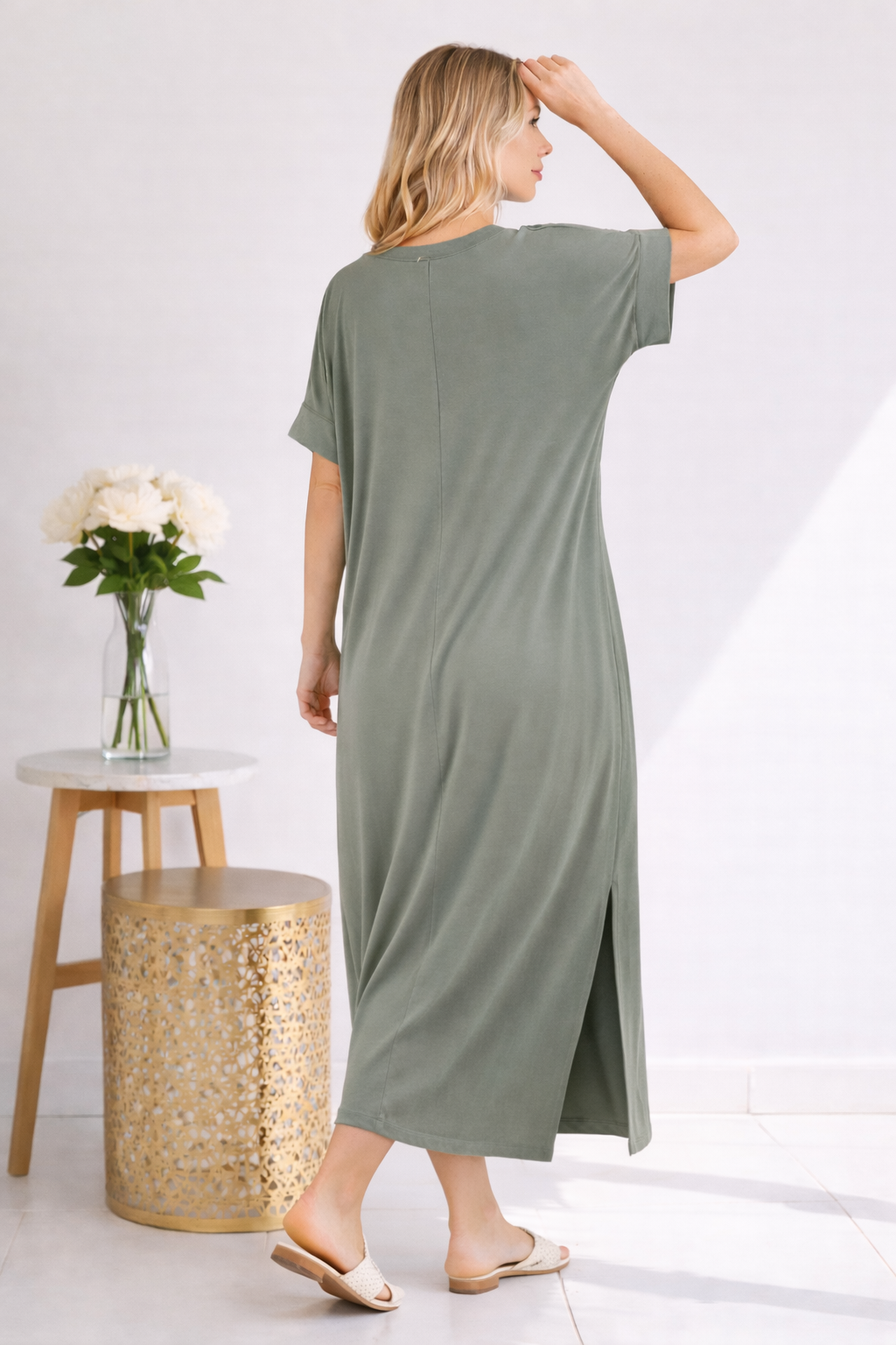 Sweet Lovely Olive Ease Midi Dress