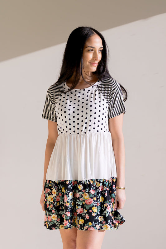 Emerald Fashion Overcast Petal Babydoll-Black