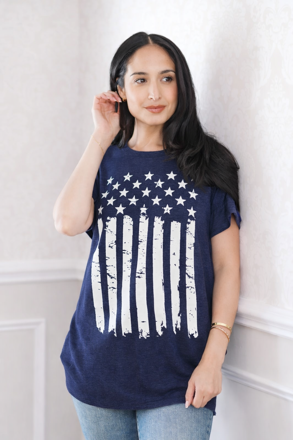 Heimish Patriot Ruffle Top