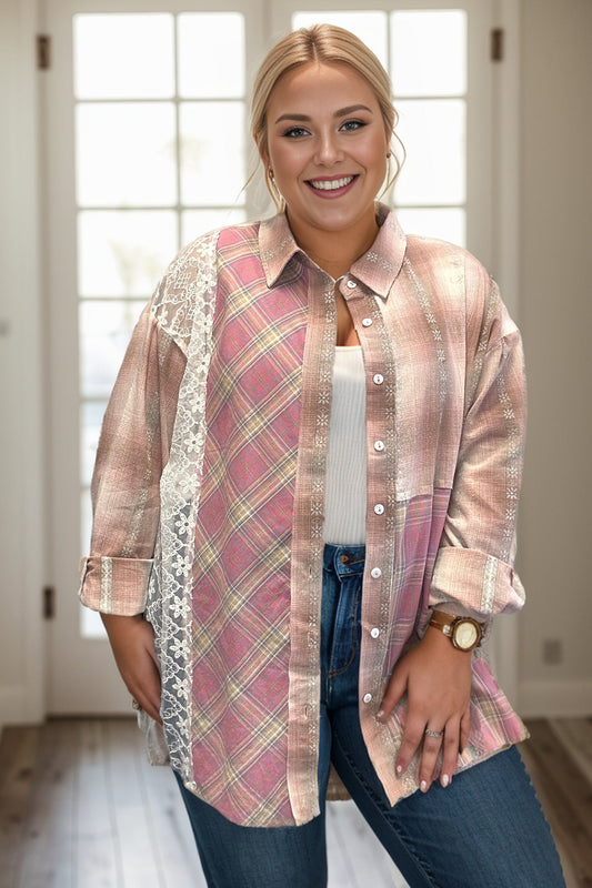 Andree By Unit Pink Skies - Plaid Button Down