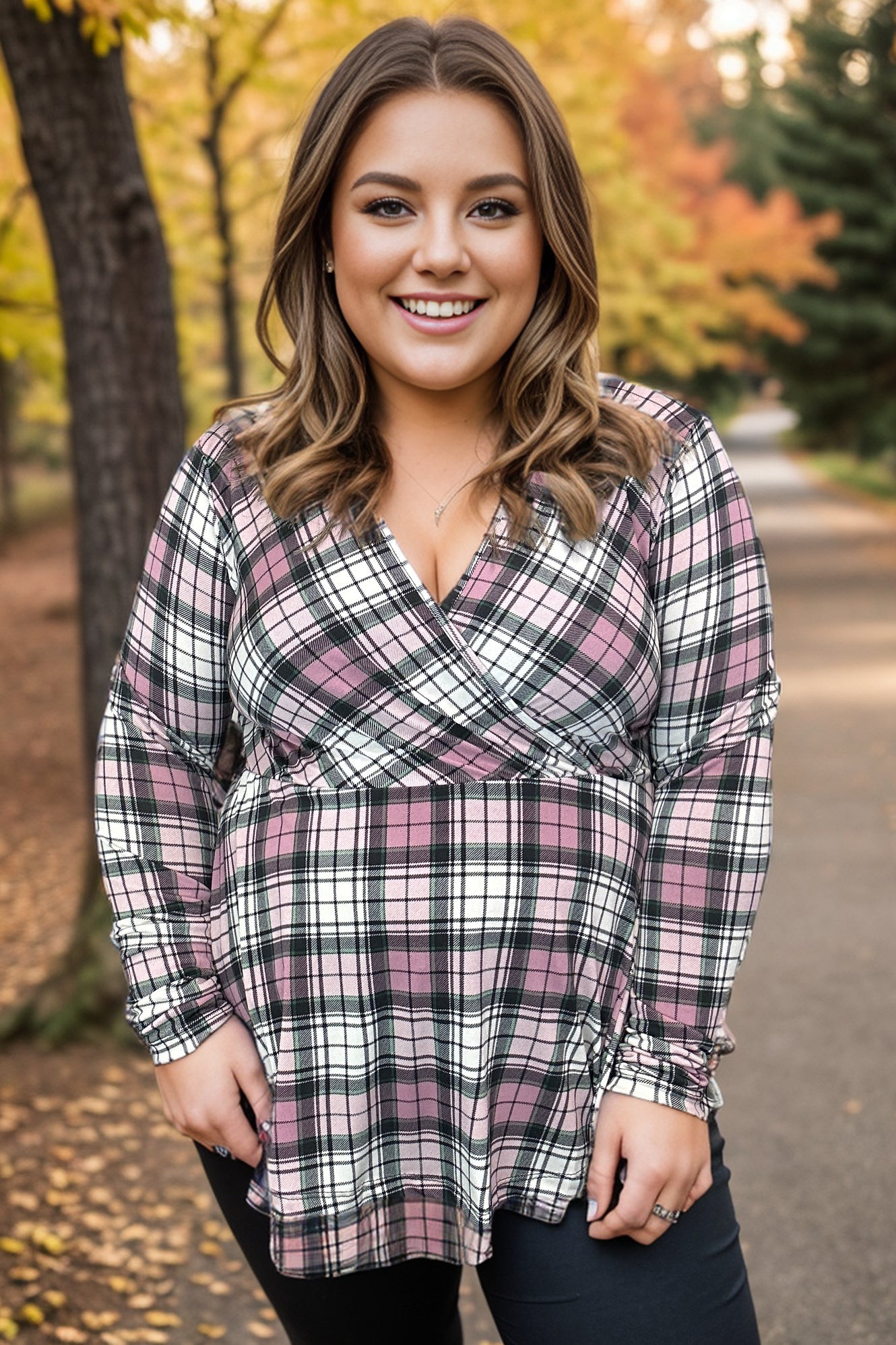 White Birch Pinky Plaid - Peplum