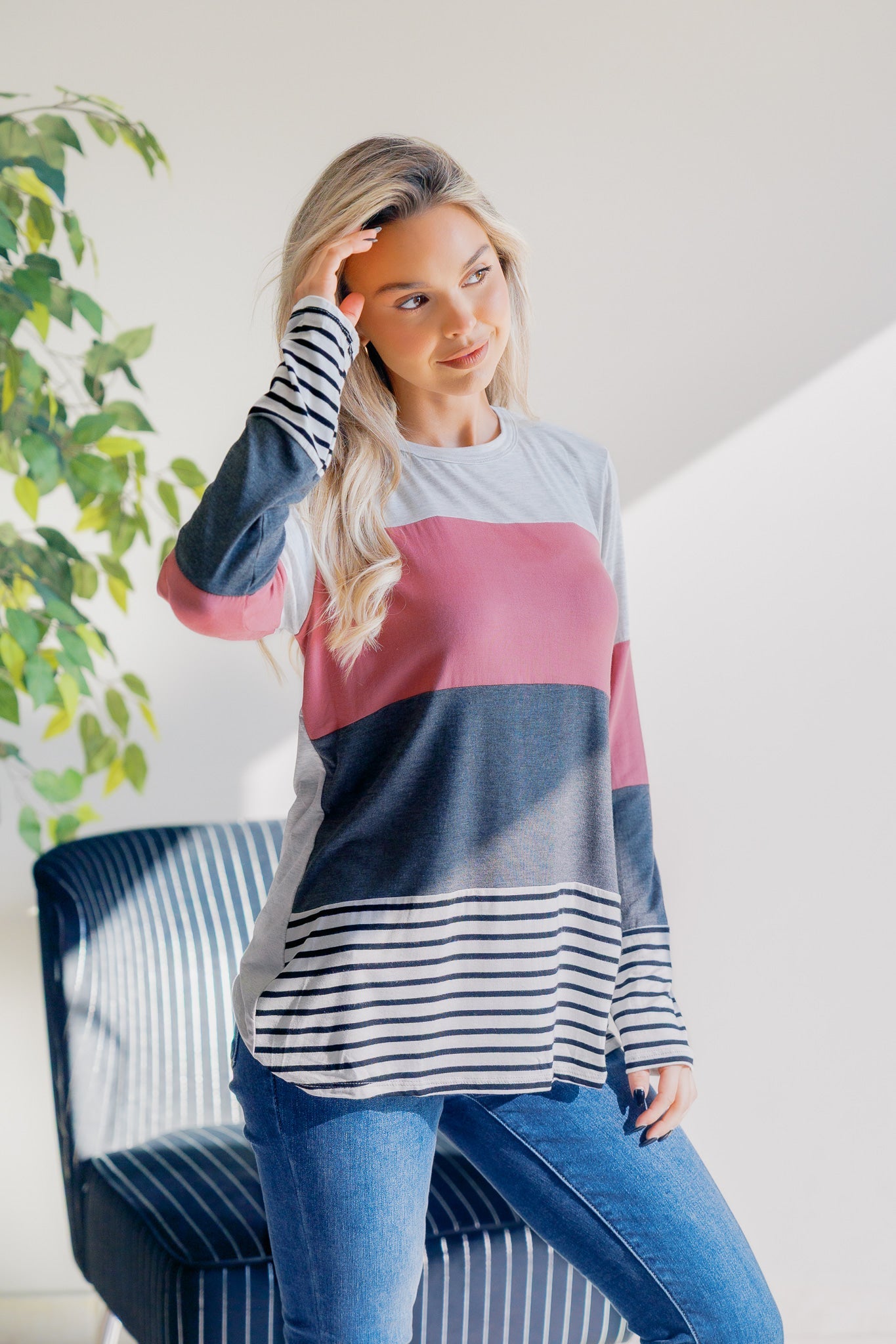 Heimish Rose Smoke Striped Knit