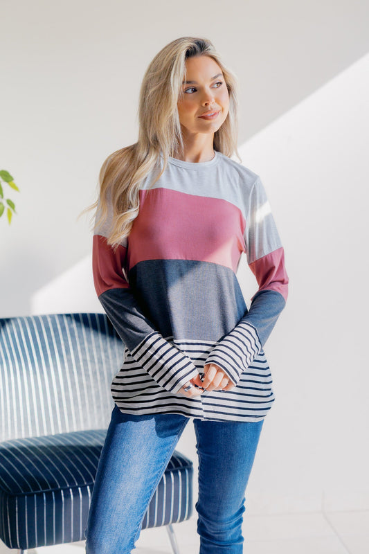 Heimish Rose Smoke Striped Knit