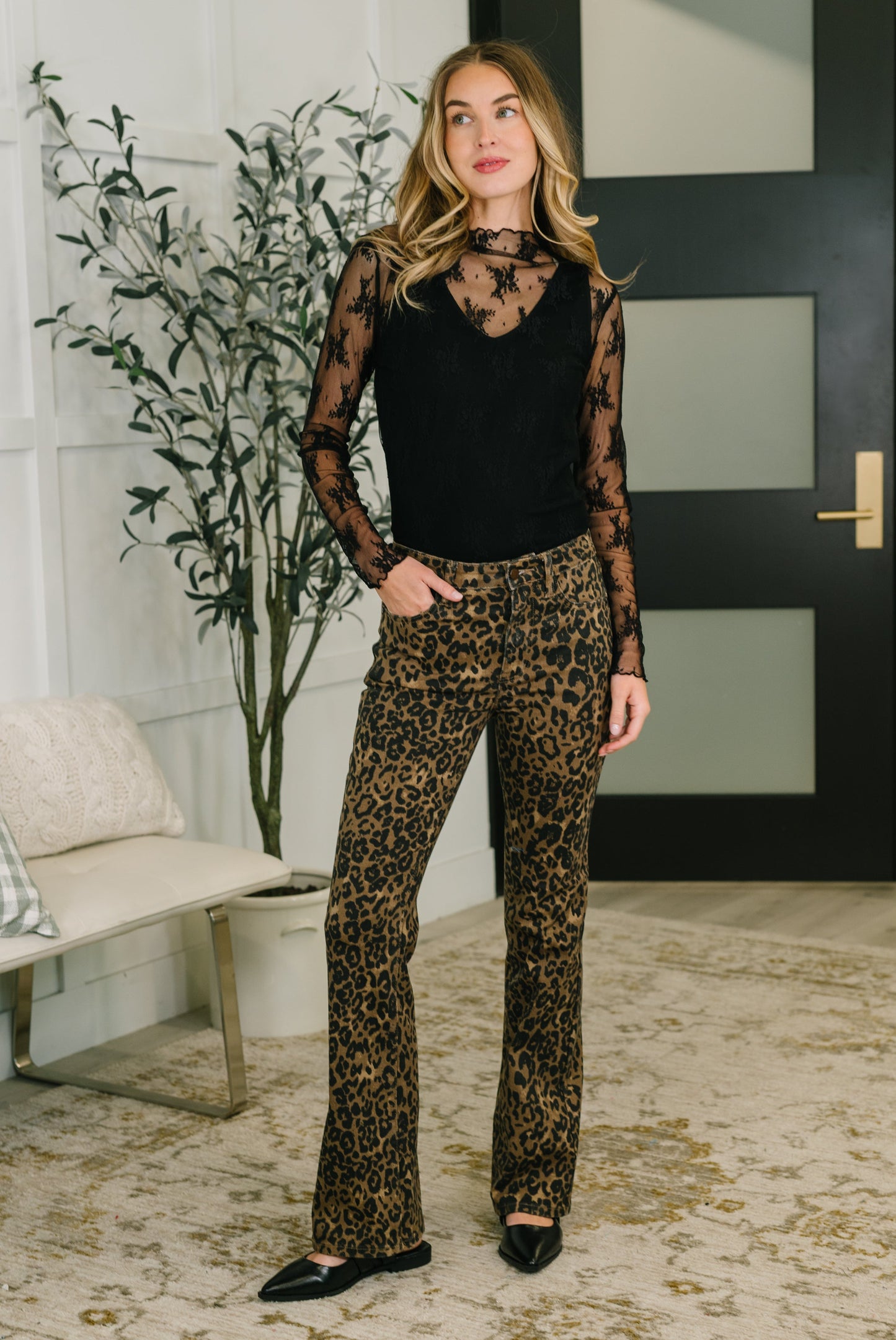 Roxy High Waist Bootcut Leopard Print by Judy Blue