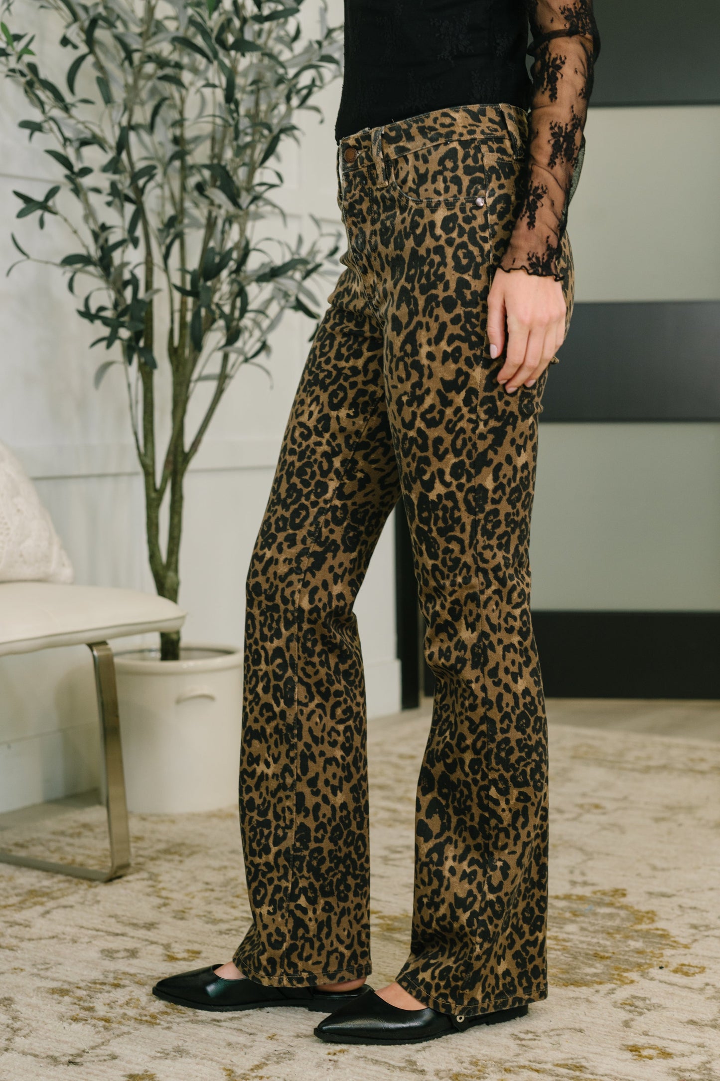 Roxy High Waist Bootcut Leopard Print by Judy Blue