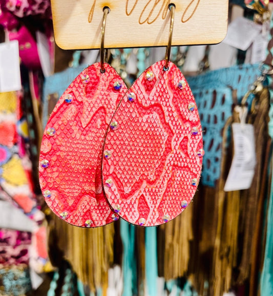 Keep It Gypsy Coral Viper AB Teardrop Earrings