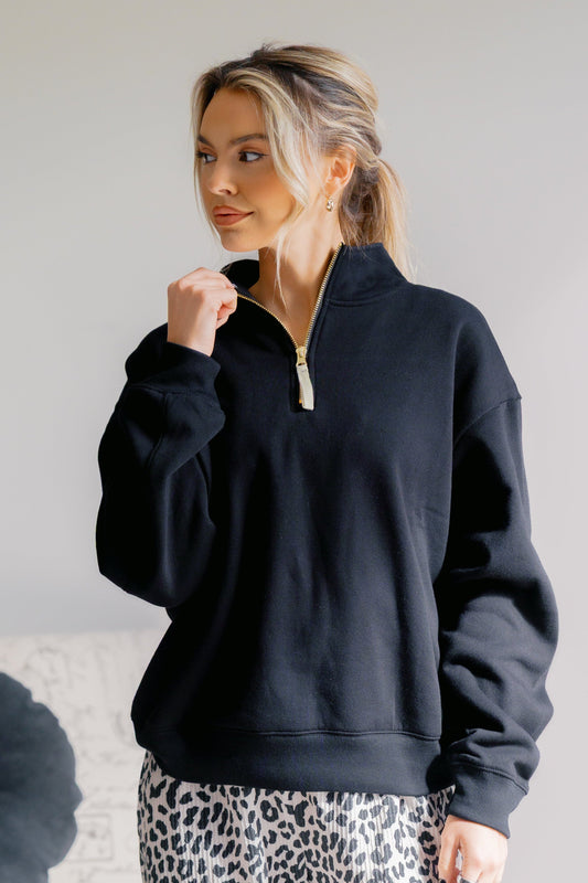 Zenana Shadowline Half Zip Sweatshirt
