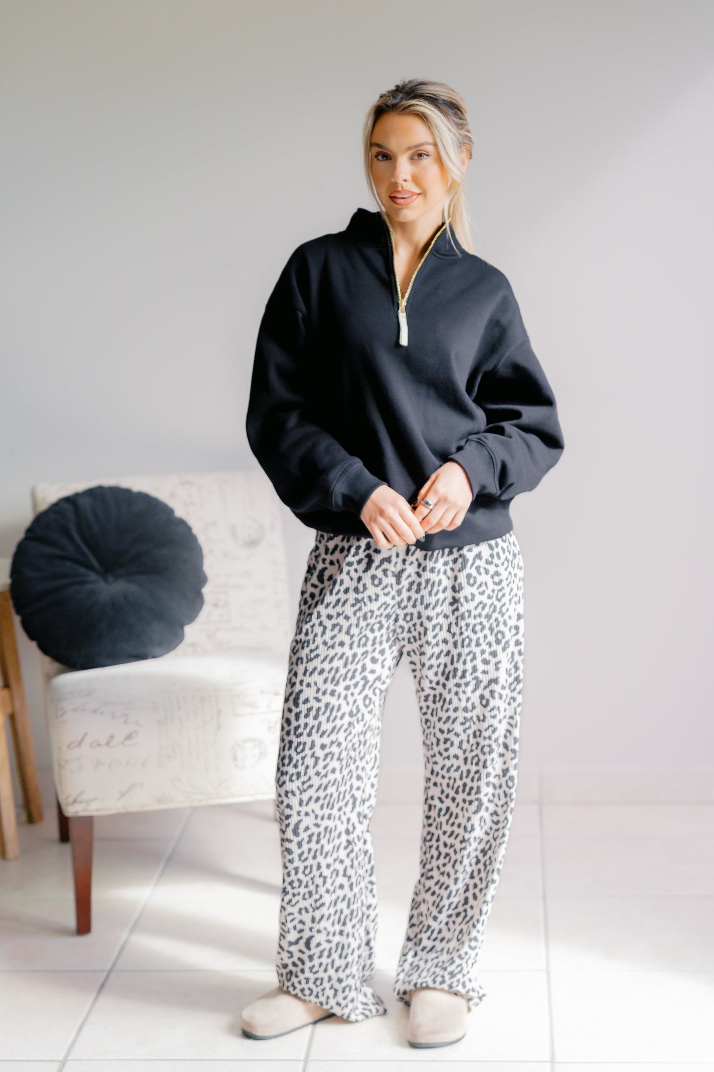 Zenana Shadowline Half Zip Sweatshirt