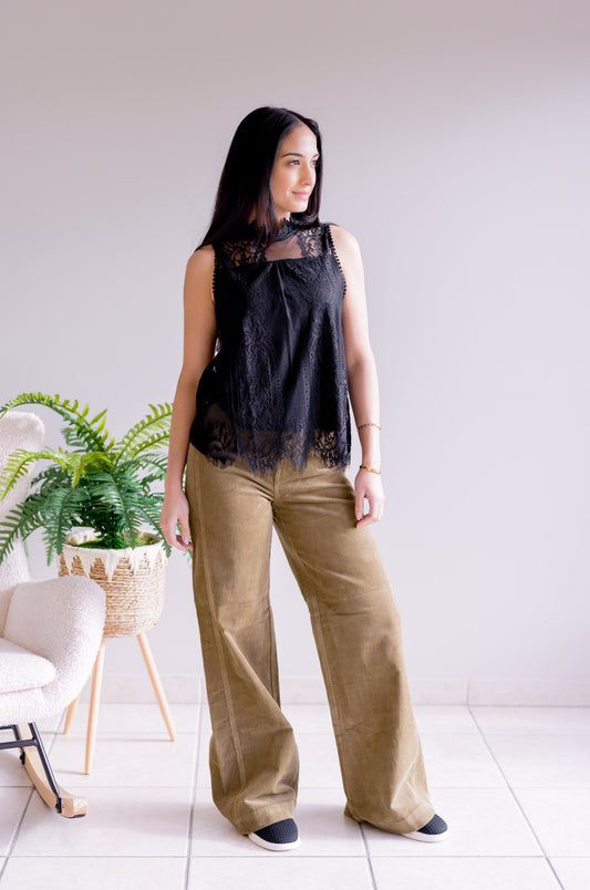 White Birch Spring Whispers Lace Top - Black