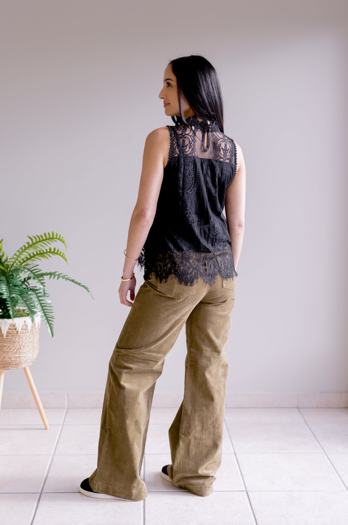 White Birch Spring Whispers Lace Top - Black