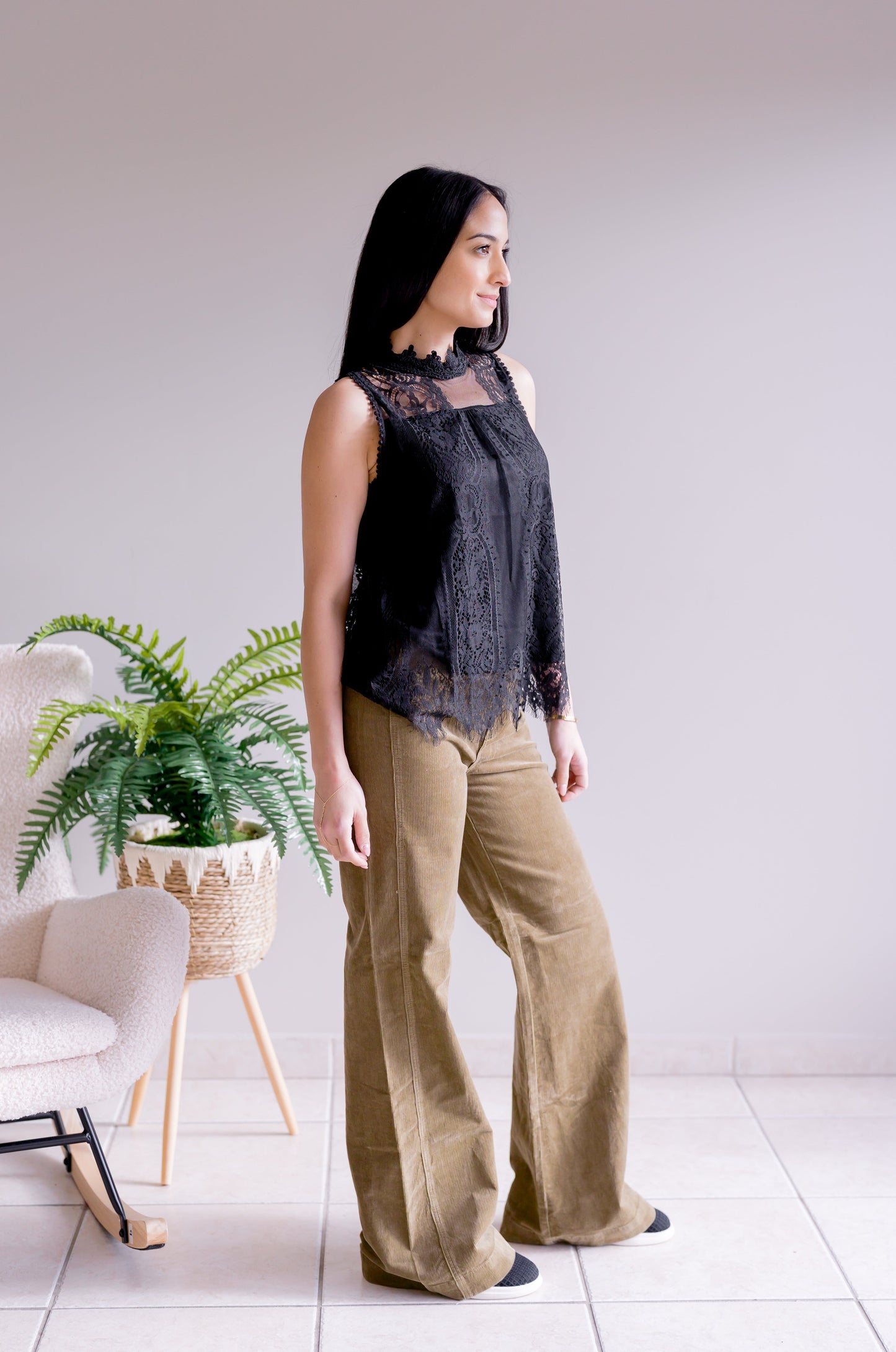 White Birch Spring Whispers Lace Top - Black