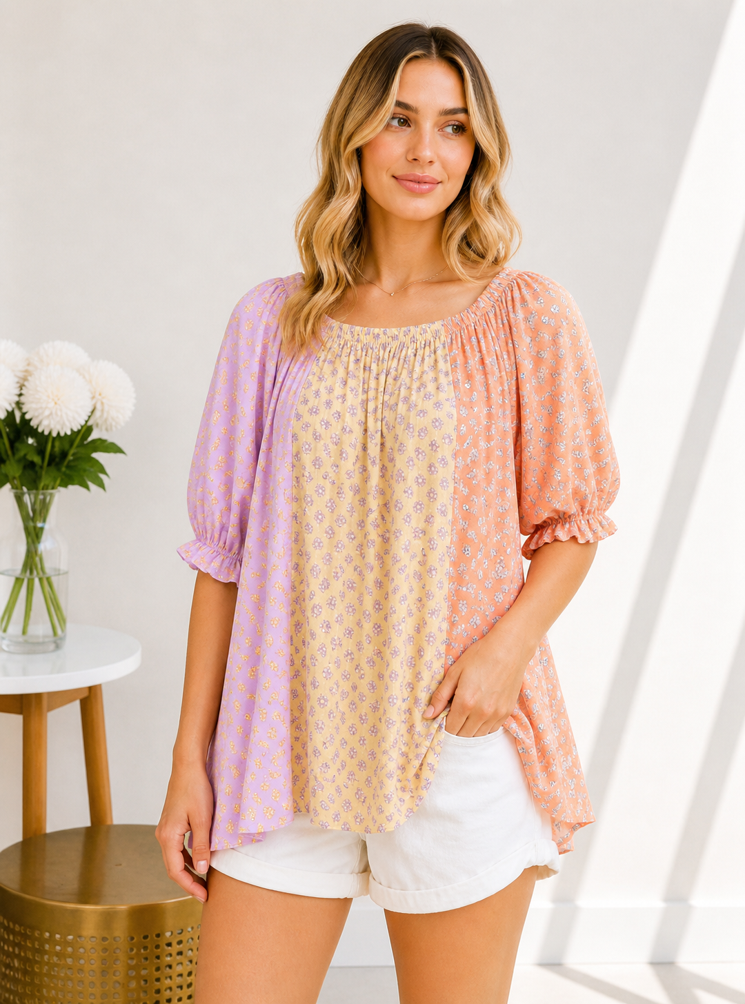 Jade By Jane Sunset Patchwork Top