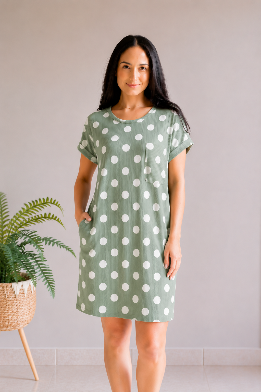 Celeste Sweet Sage Polka Dot Dress