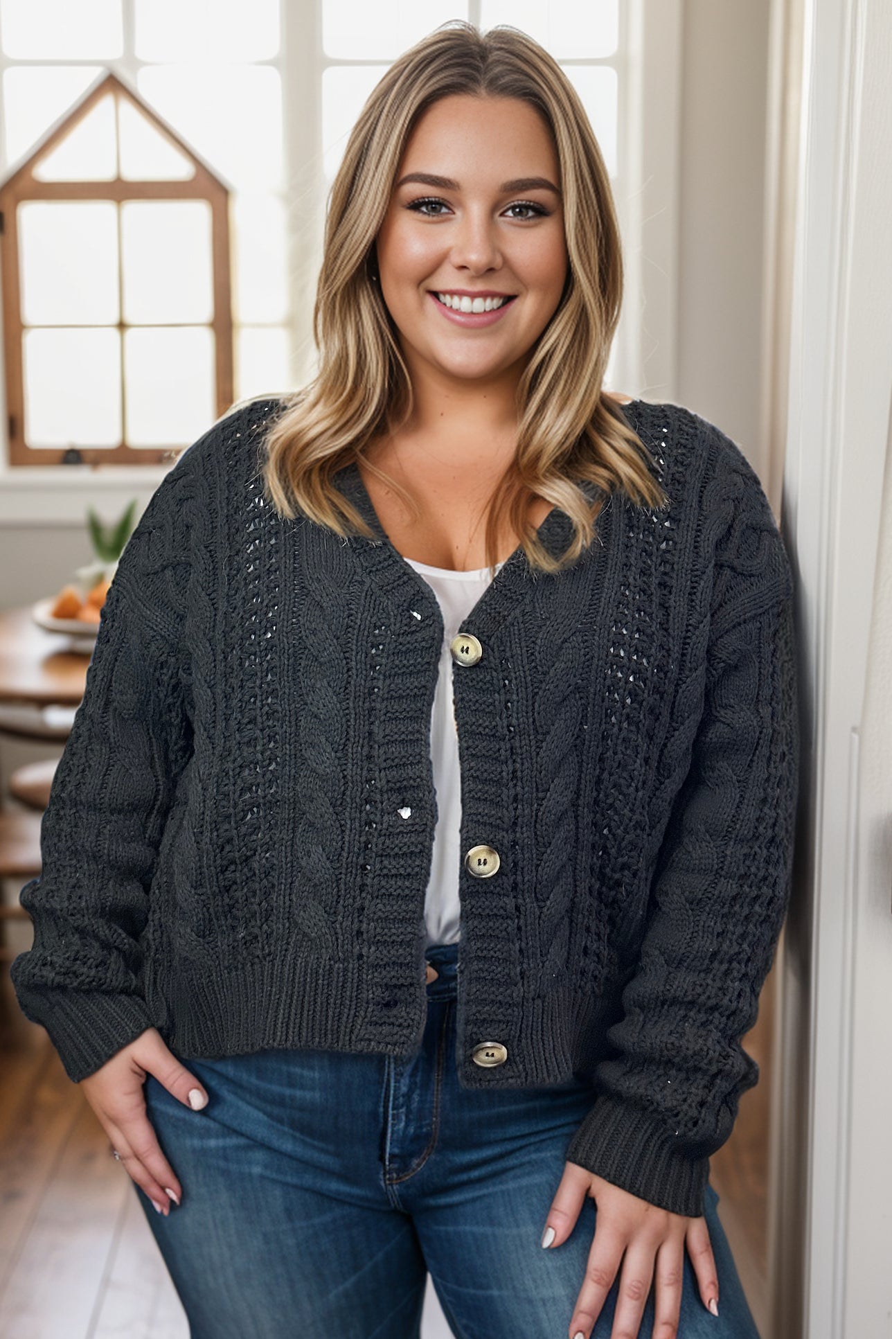 Jade By Jane The Essential Cable Knit Cardigan