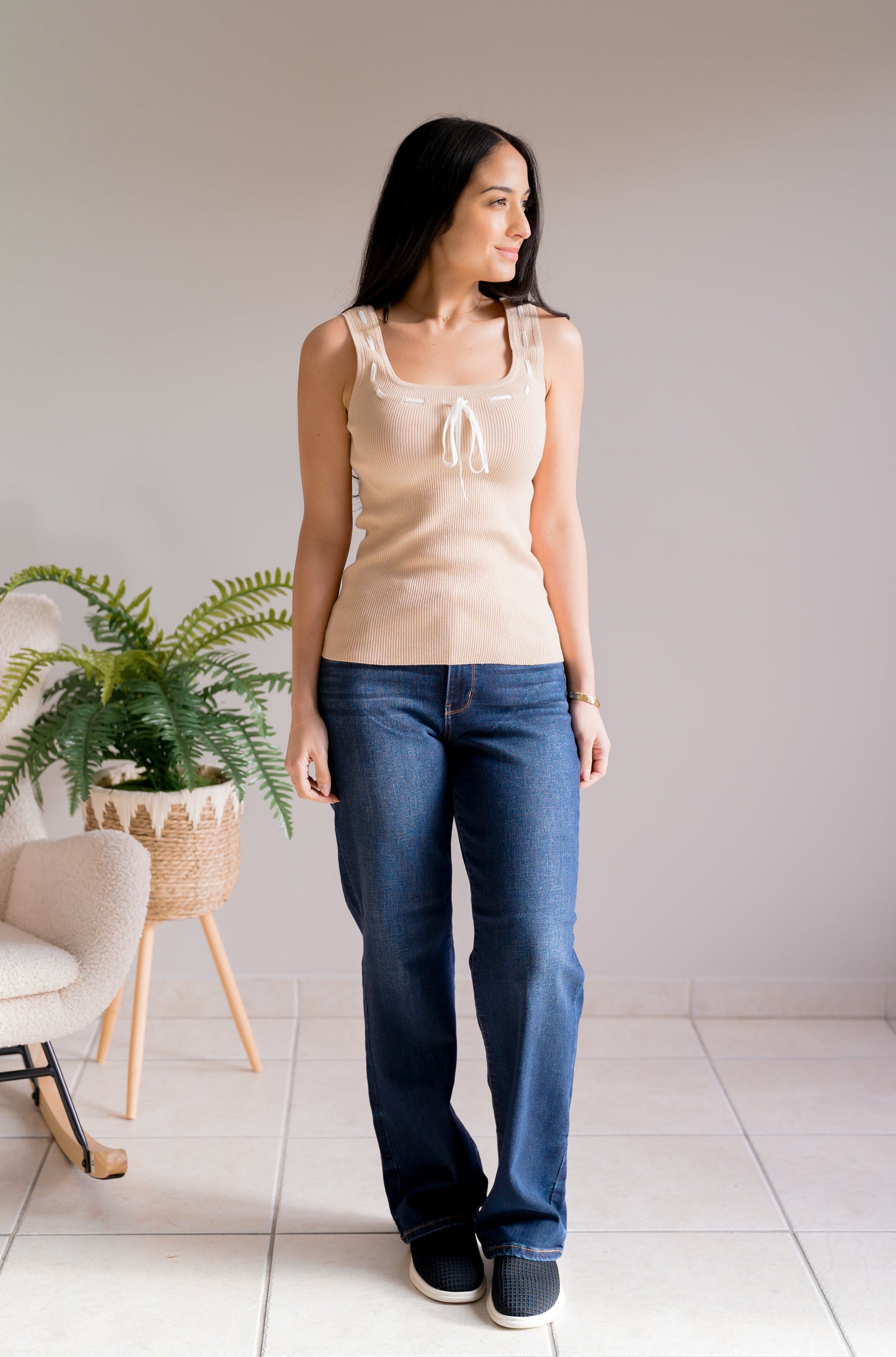 White Birch Windblown Sands Tie Top