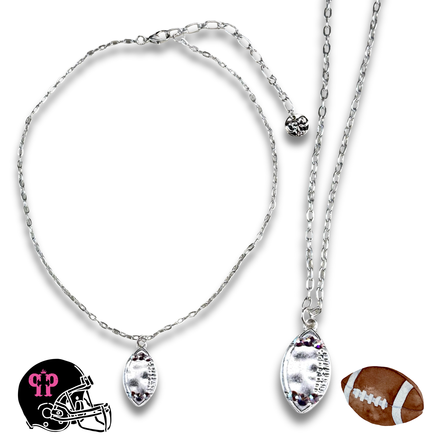 Pink Panache Football necklace with Austrian crystals