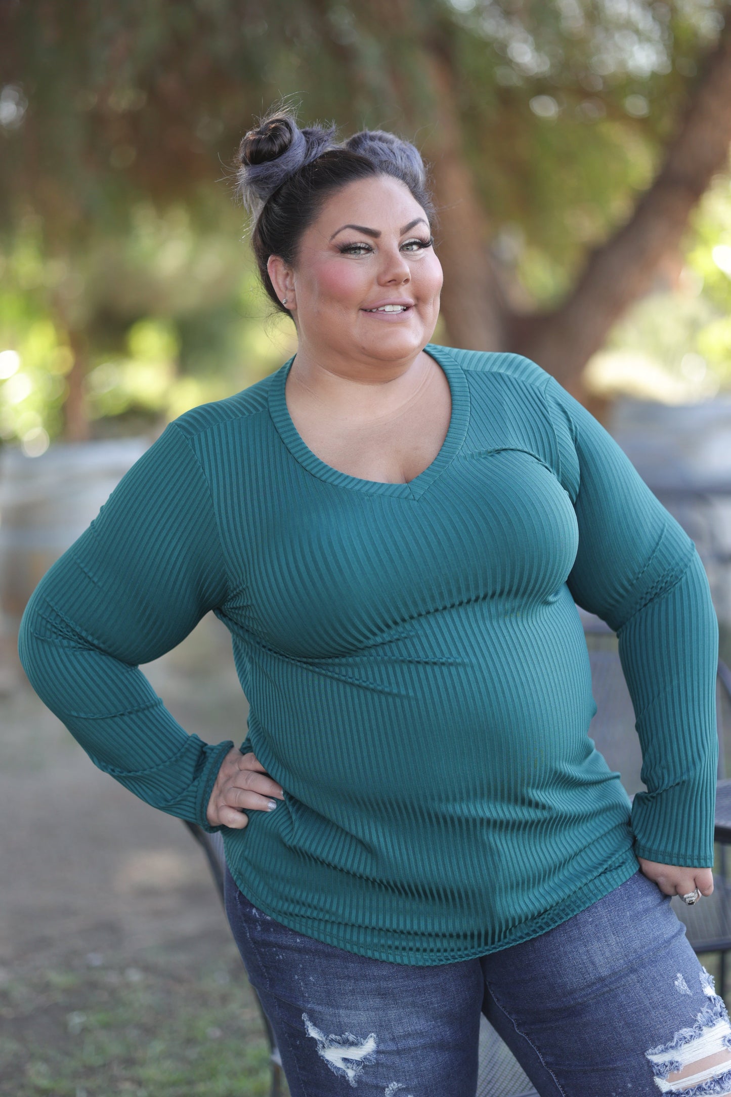 Now N Forever Subtly Striped Long Sleeve Top