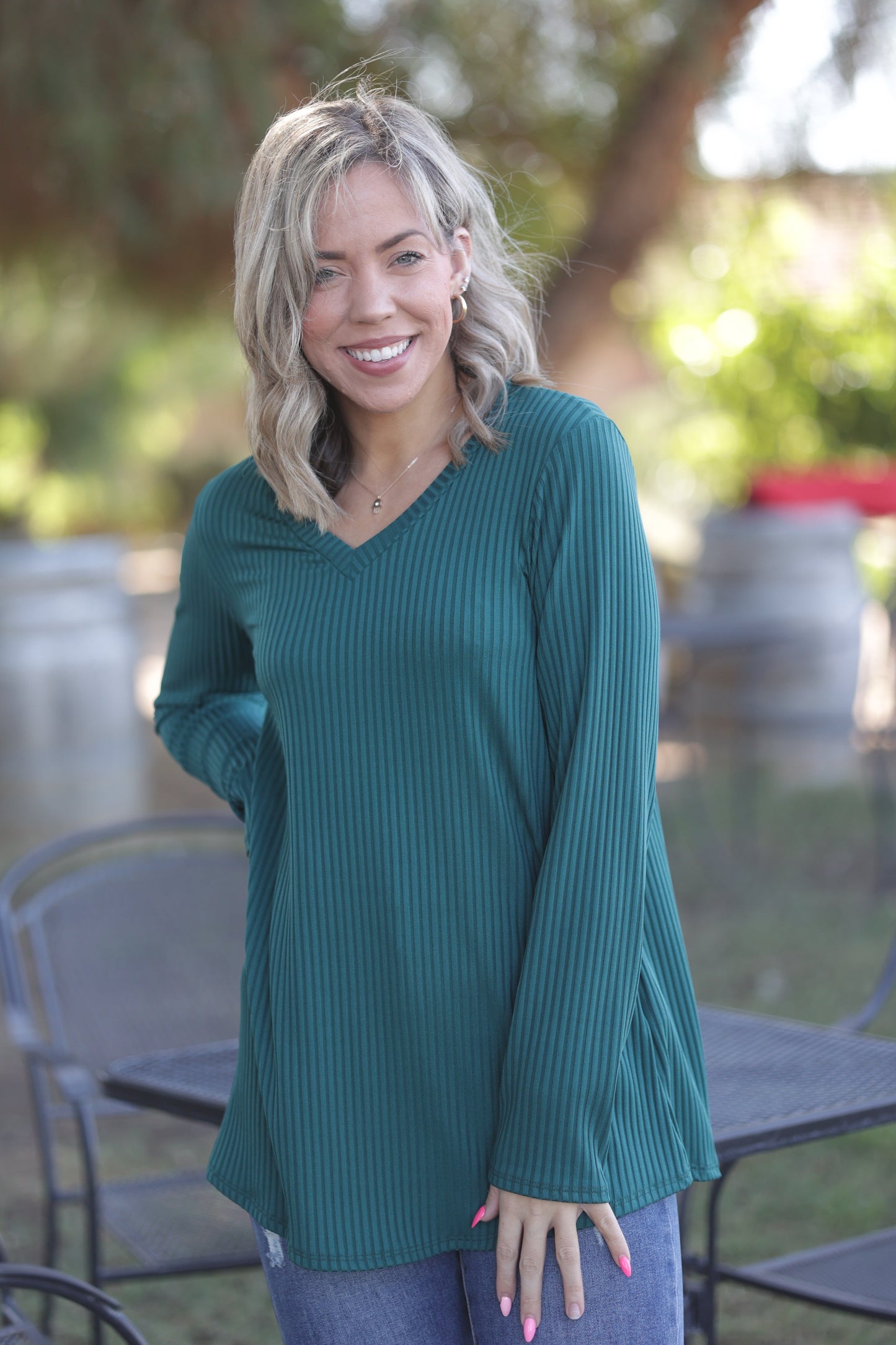 Now N Forever Subtly Striped Long Sleeve Top