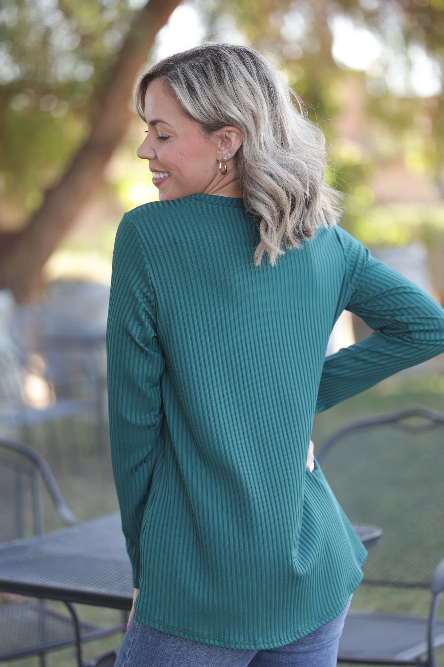 Now N Forever Subtly Striped Long Sleeve Top