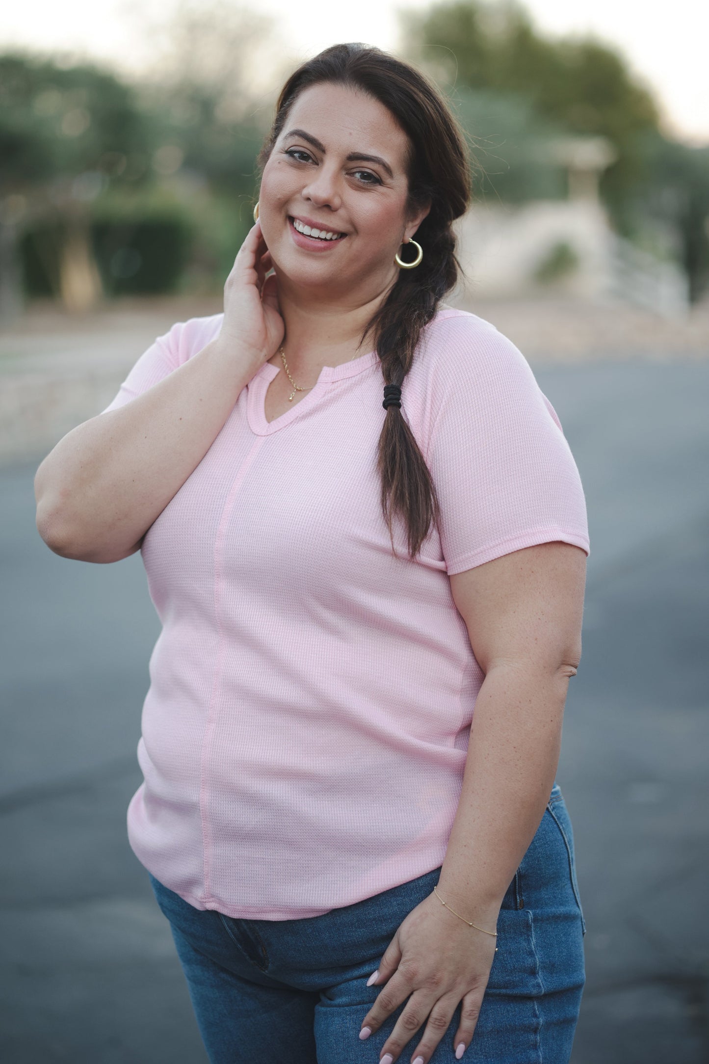 Heimish Stitched in Pink Short Sleeve Top