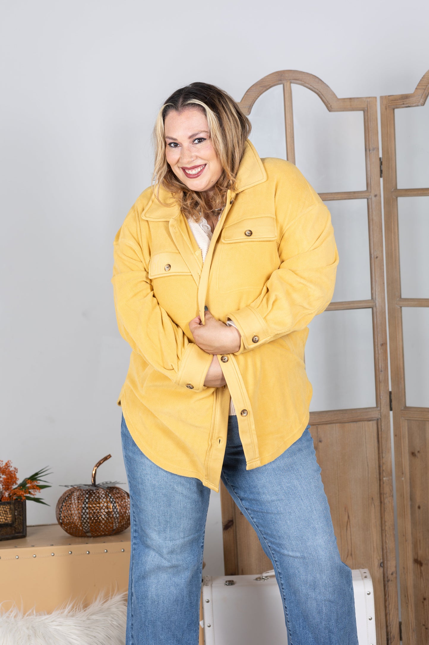 Heimish Baby It's Cold Outside - Mustard Shacket